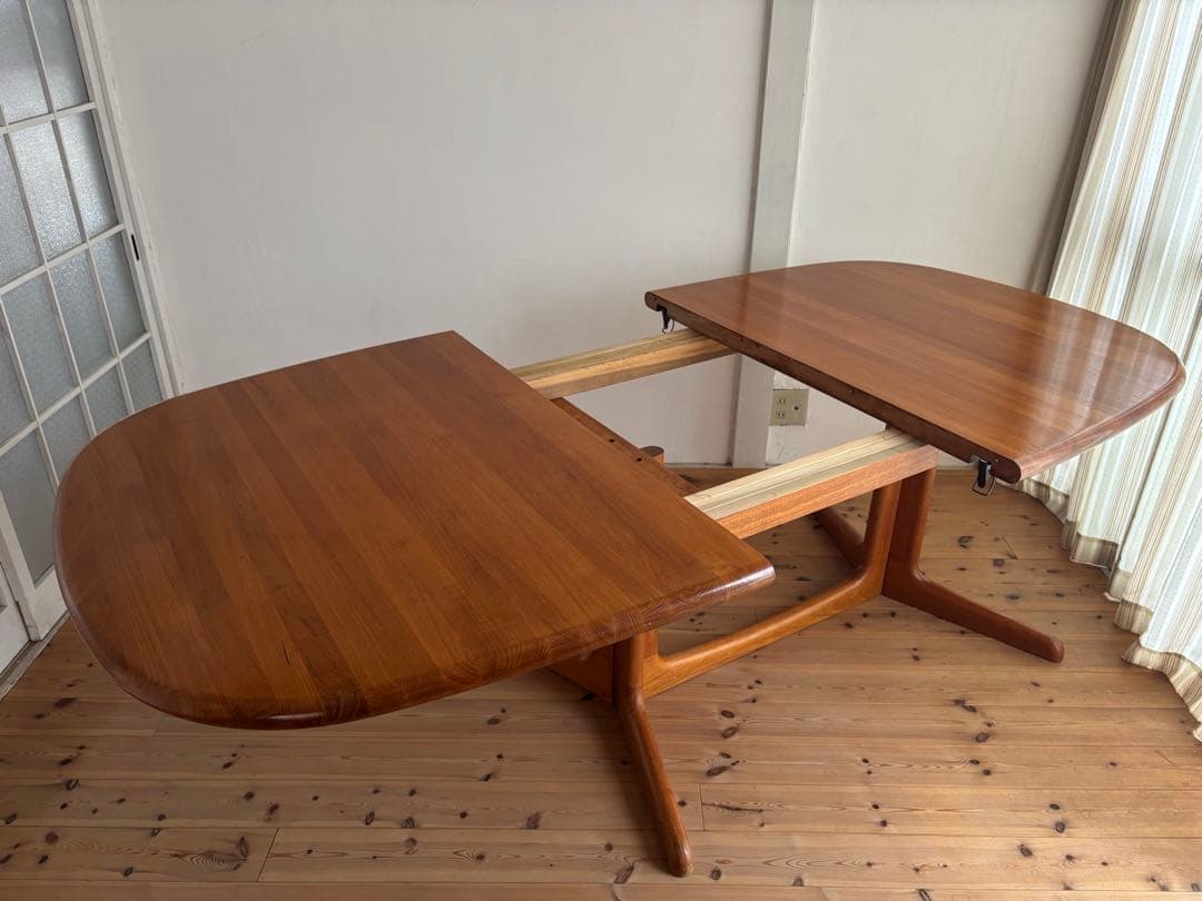 GUDME/北欧ヴィンテージ　チーク　オーバルエクステンションテーブル