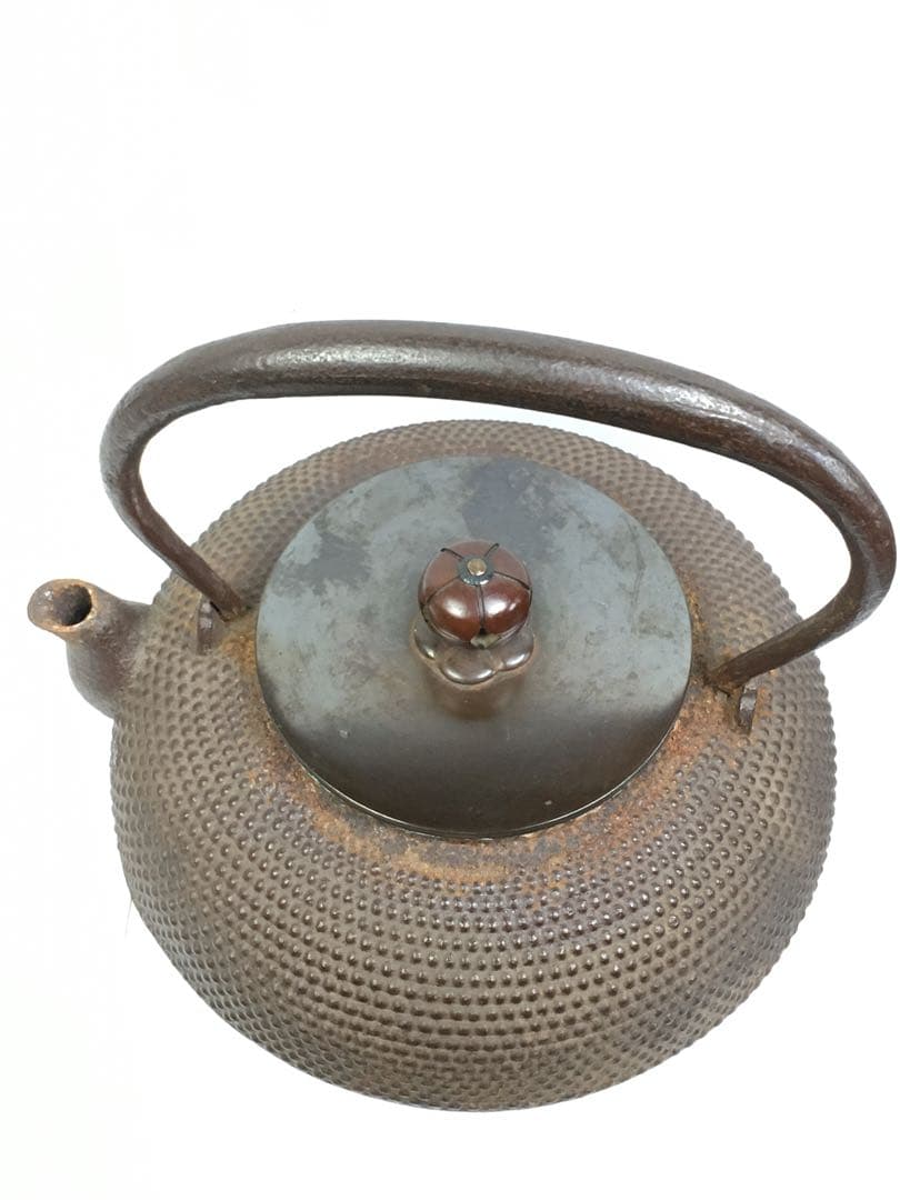 S167平丸霰地紋 鉄瓶 釜師 佐藤浄清造 共箱 茶道具