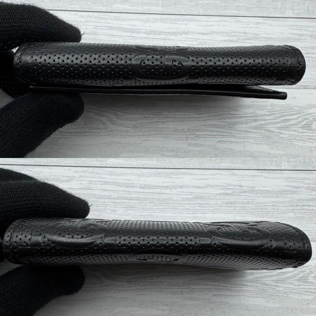 【極美品】GUCCI エンボス　GG 6連 キーケース キーリング ブラック