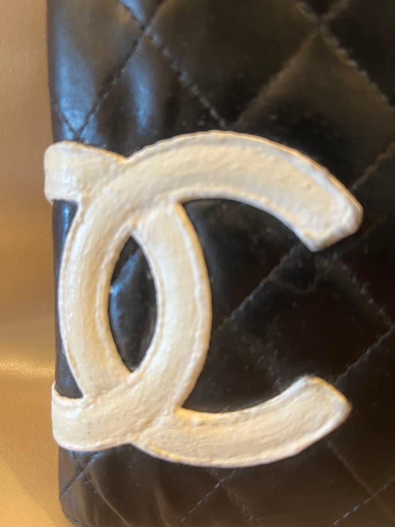 シャネル CHANEL カンボンライン 長財布 ブラックピンク 正規品リペア済み