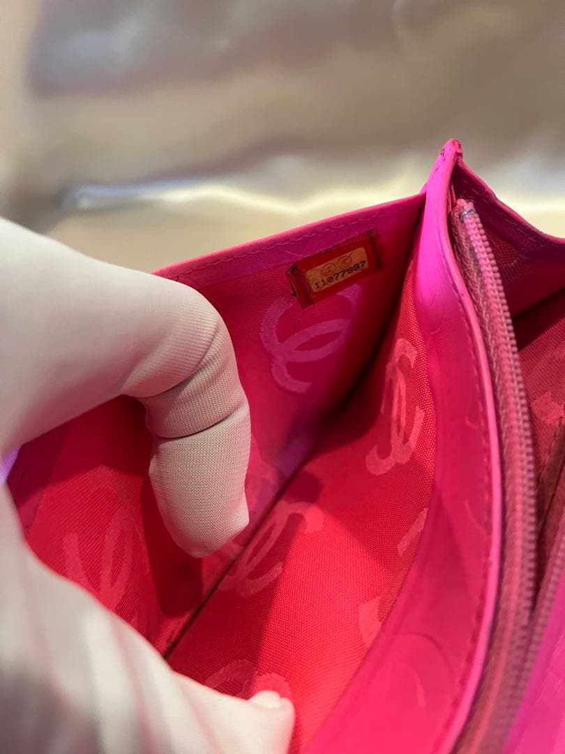 シャネル CHANEL カンボンライン 長財布 ブラックピンク 正規品リペア済み