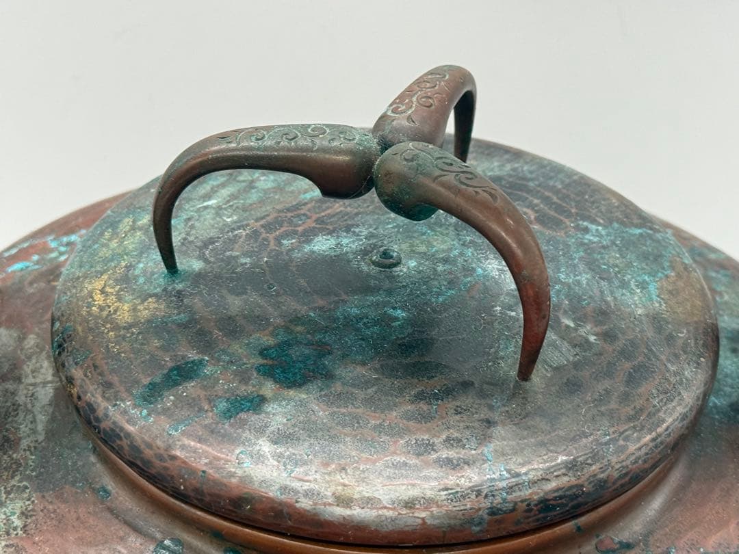 時代　銅製　塗金鎚起　銅水注　約2.5kg 茶道具　在銘　送料込み251219