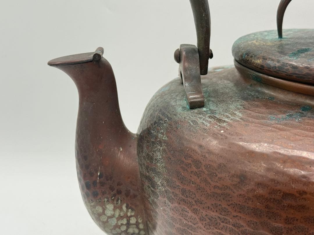 時代　銅製　塗金鎚起　銅水注　約2.5kg 茶道具　在銘　送料込み251219