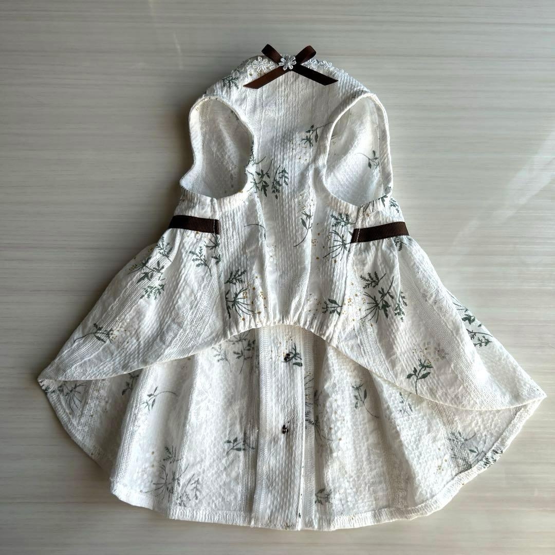No.119  犬服ハンドメイド　背中開きワンピース　ホワイト