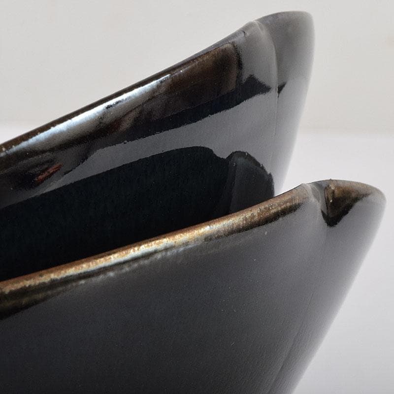 和食器　常滑焼　轍窯　久田重義作　天目組鉢　五客　共布共箱　V　R9221