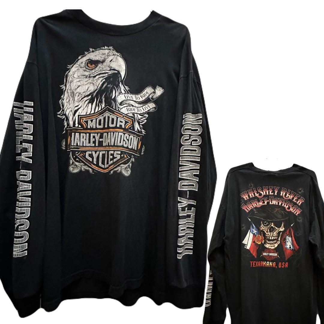 【ハーレーロンT】ハーレーダビッドソン　ロンTシャツ　XL　黒