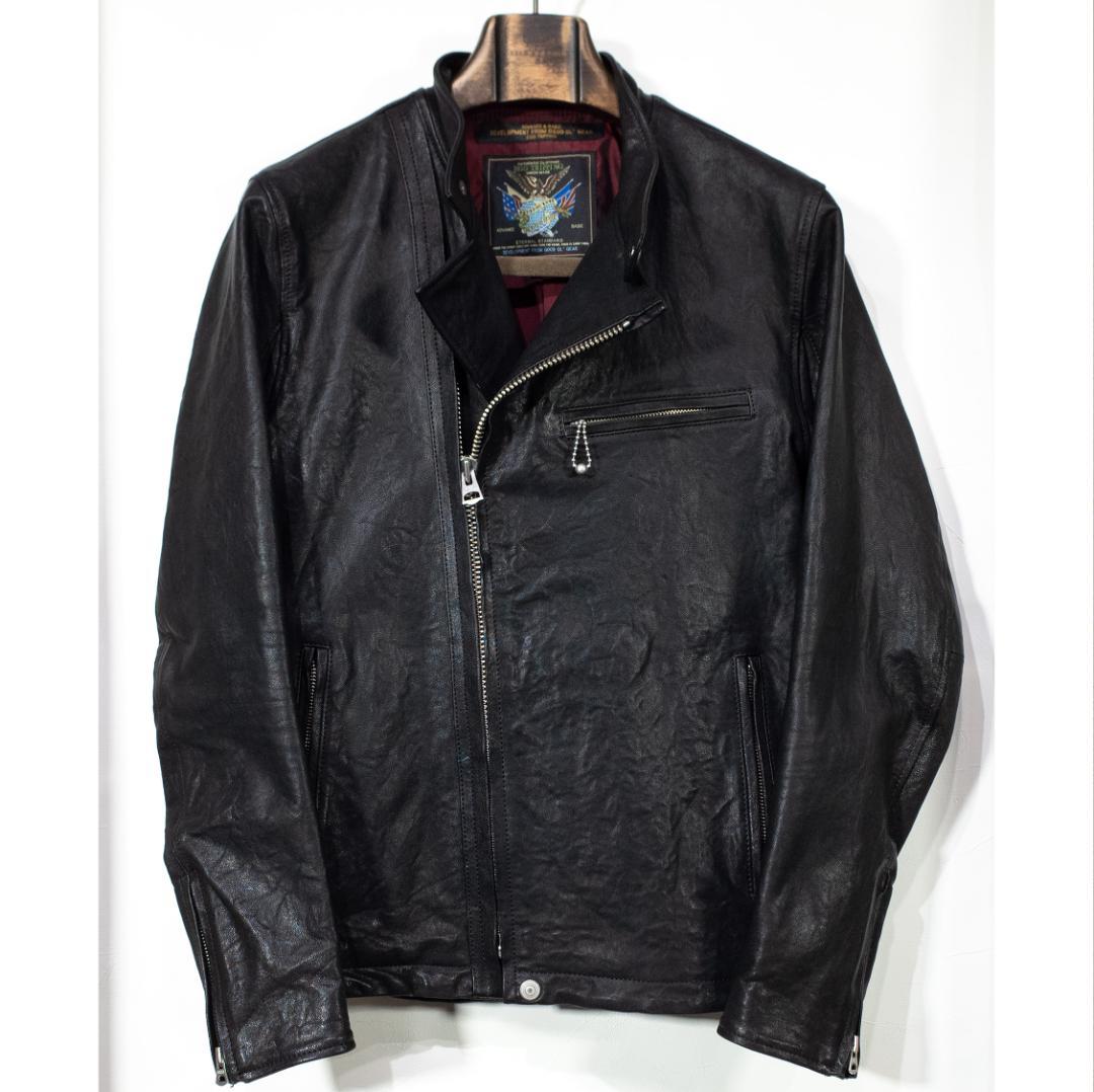 EGO TRIPPING ゴートレザー ライダースジャケット 48 黒 革ジャン