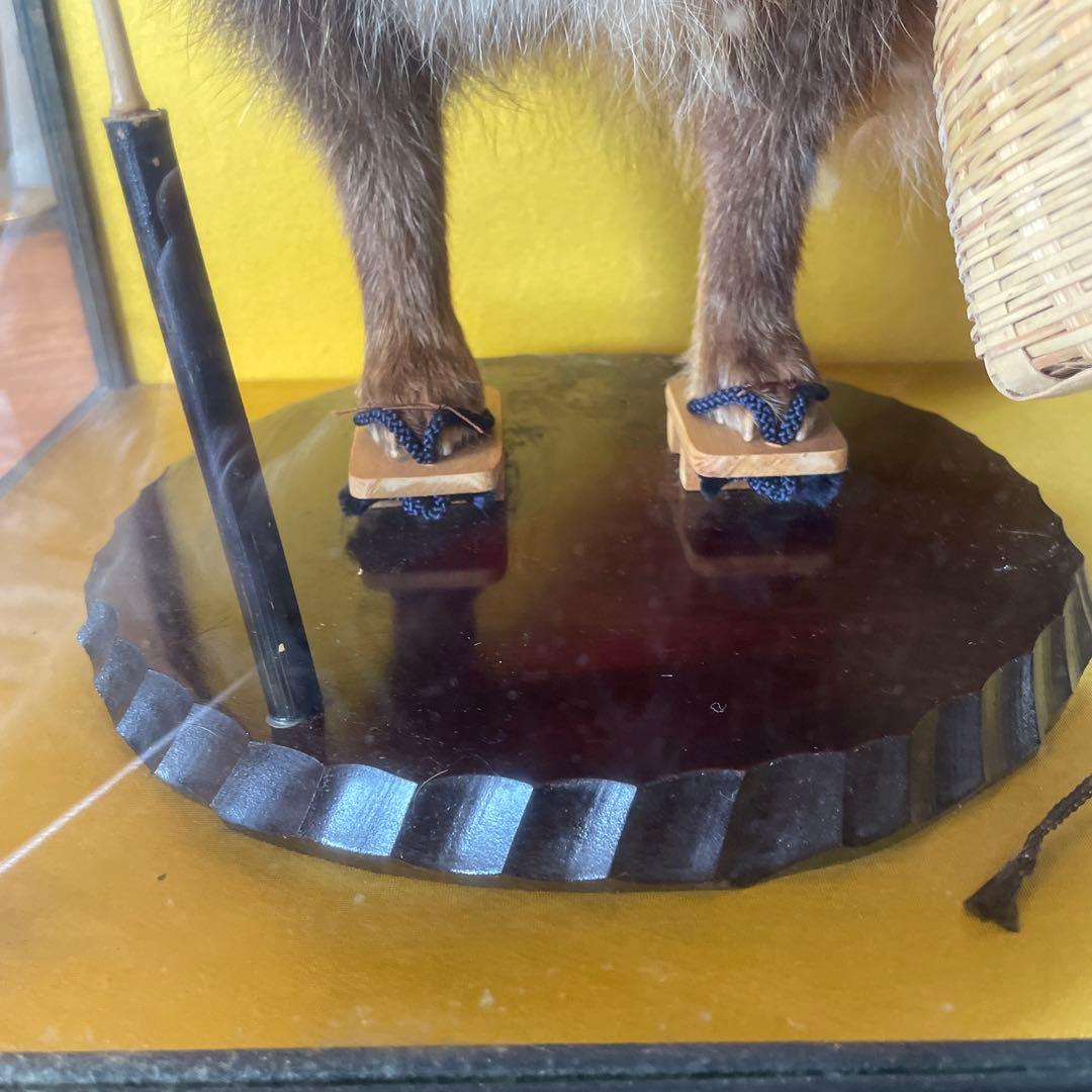 釣り師狸（タヌキ）置物/ たぬきの剥製