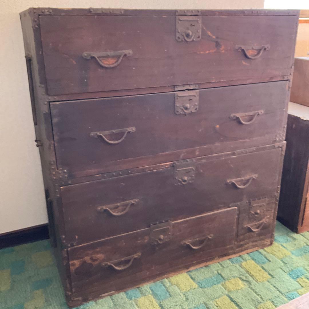 昭和家具　　木製 5段箪笥 ダークブラウン　16