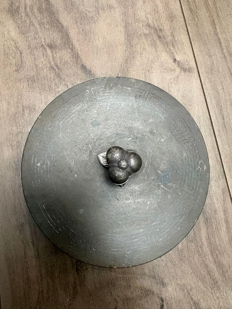 平安 光玉堂造 鉄瓶の蓋のみ 茶道具 茶器 お茶 伝統 工芸 銅蓋 銀摘