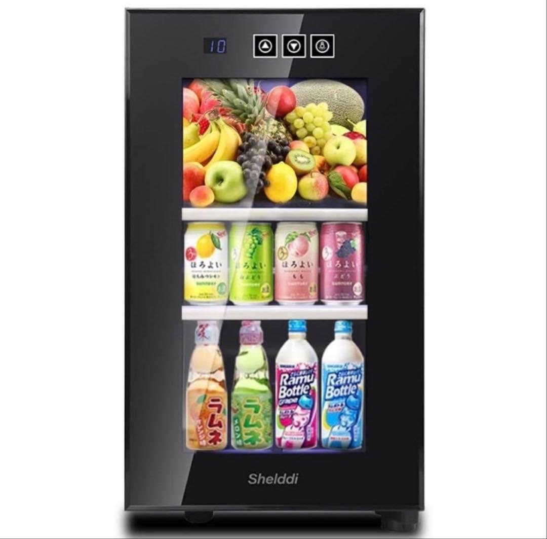 小型冷蔵庫 23L 静音 おしゃれ 省エネ 家庭用 前開き 透明ガラスドア