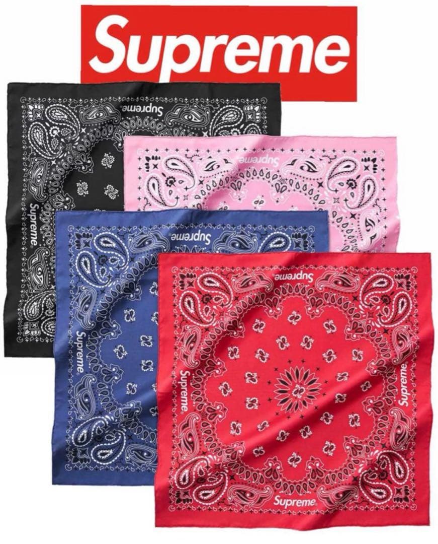 【美品】SupremeシュプリームSilk Bandana シルクバンダナピンク