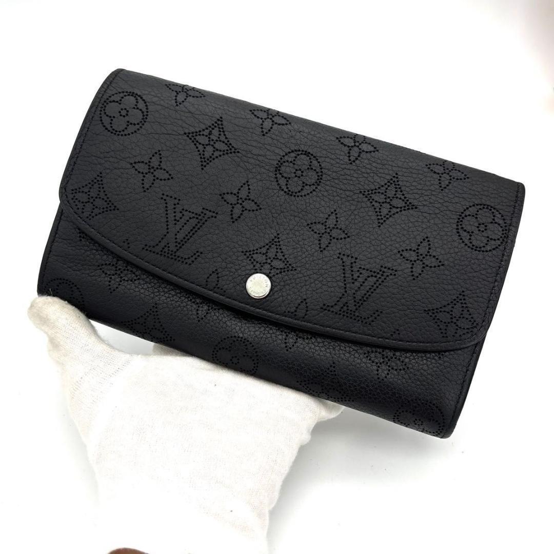 ルイヴィトン マヒナ ポルトフォイユ イリス 二つ折り 長財布 黒 ノワール