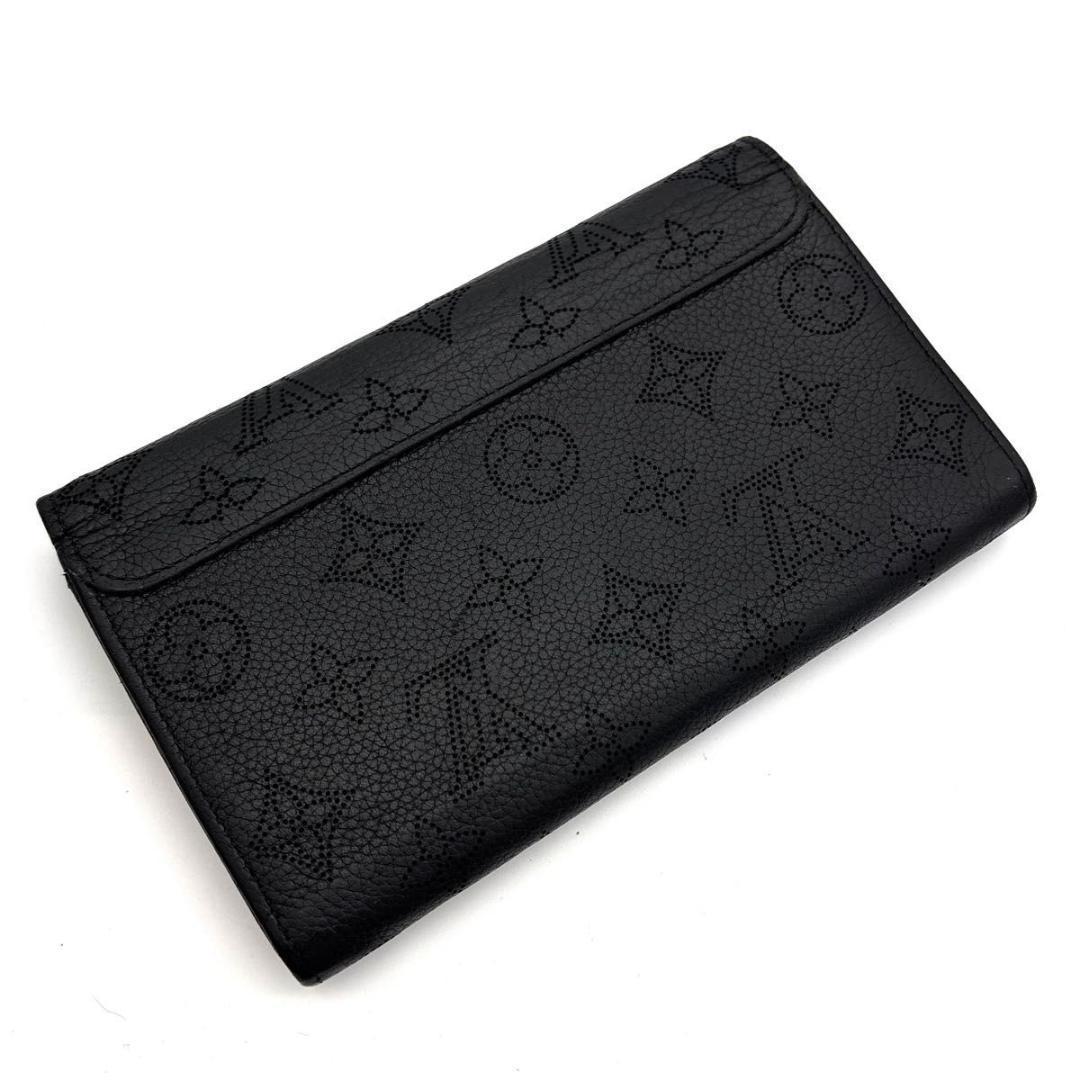 ルイヴィトン マヒナ ポルトフォイユ イリス 二つ折り 長財布 黒 ノワール