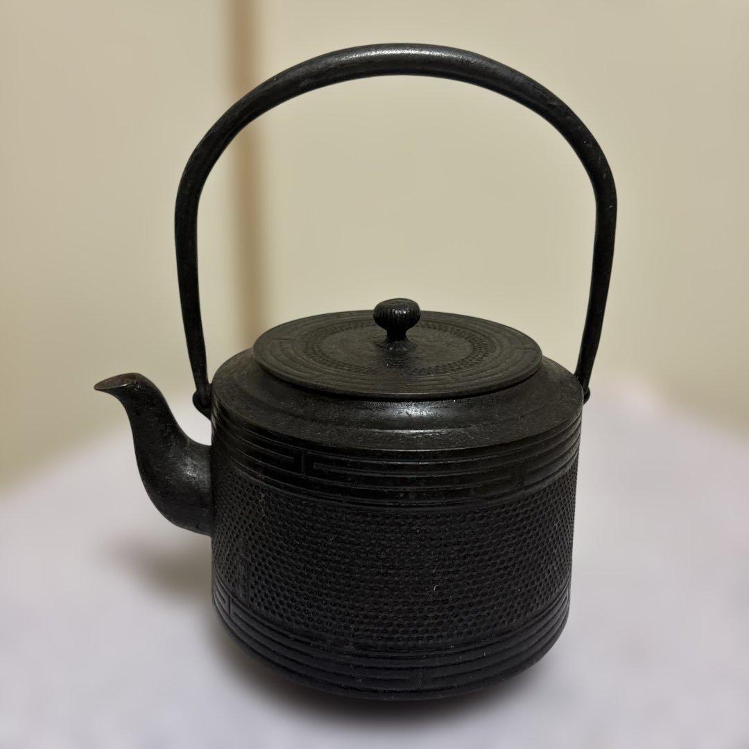 南部鉄器耕分堂鋳鉄製 大鉄瓶 3Lアラレ模様