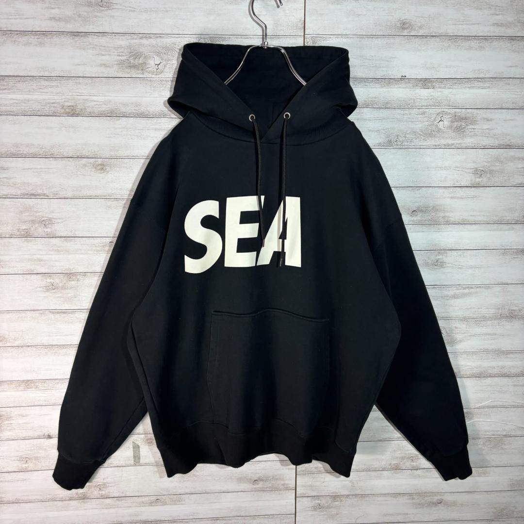 WIND AND SEA ビッグロゴ バックプリント パーカー L ブラック