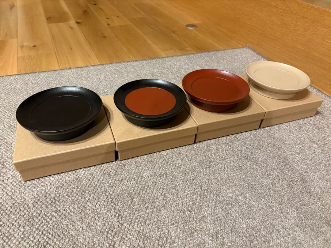 赤木明登 茶の小皿セット／黒・赤・日の丸・白