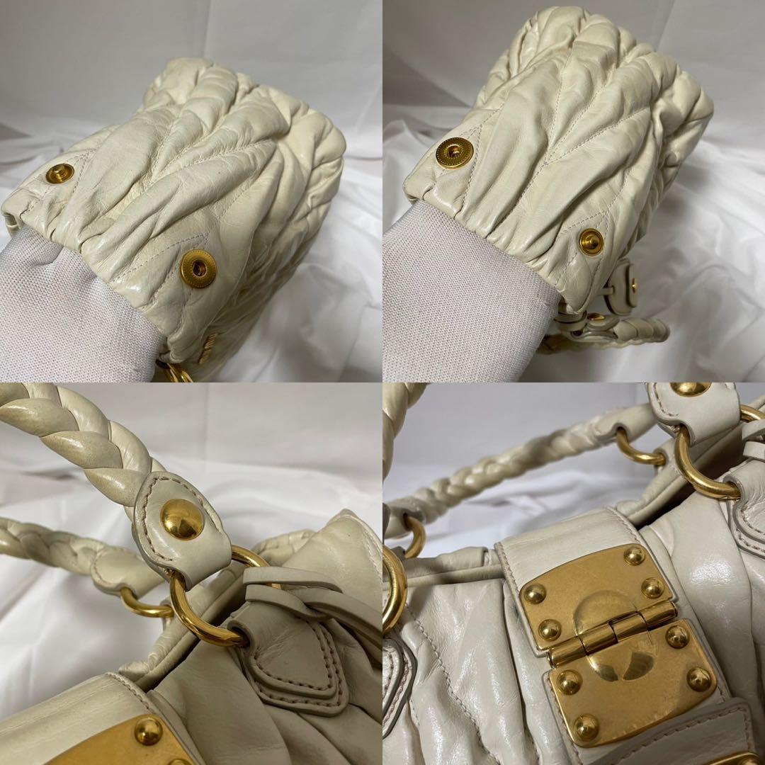■極美品■ MIUMIU ハンドバッグ　マテラッセル　白　ギャザー