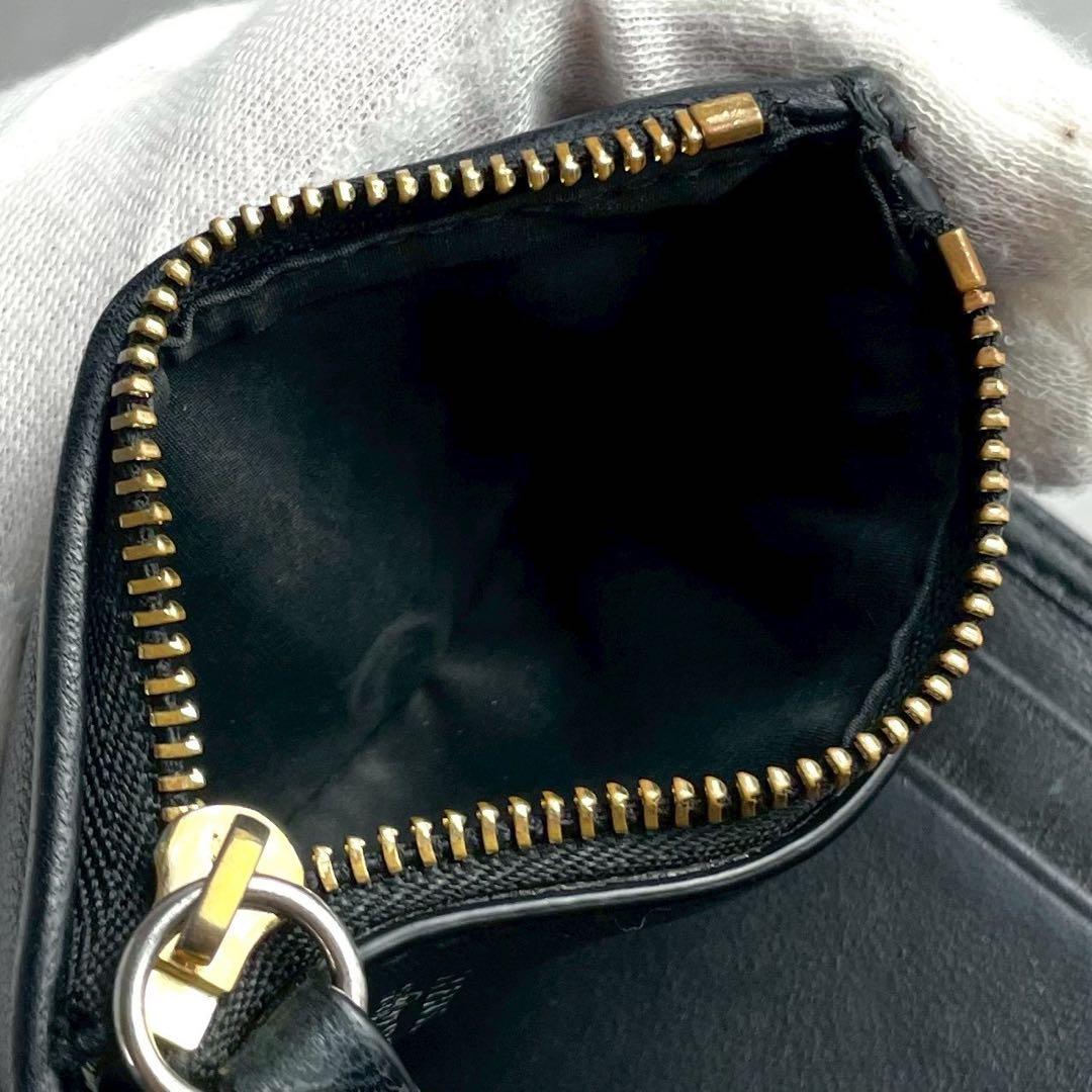 【大人気】マルジェラ 三つ折り財布 エンベロープ プリント カーフスキン 黒