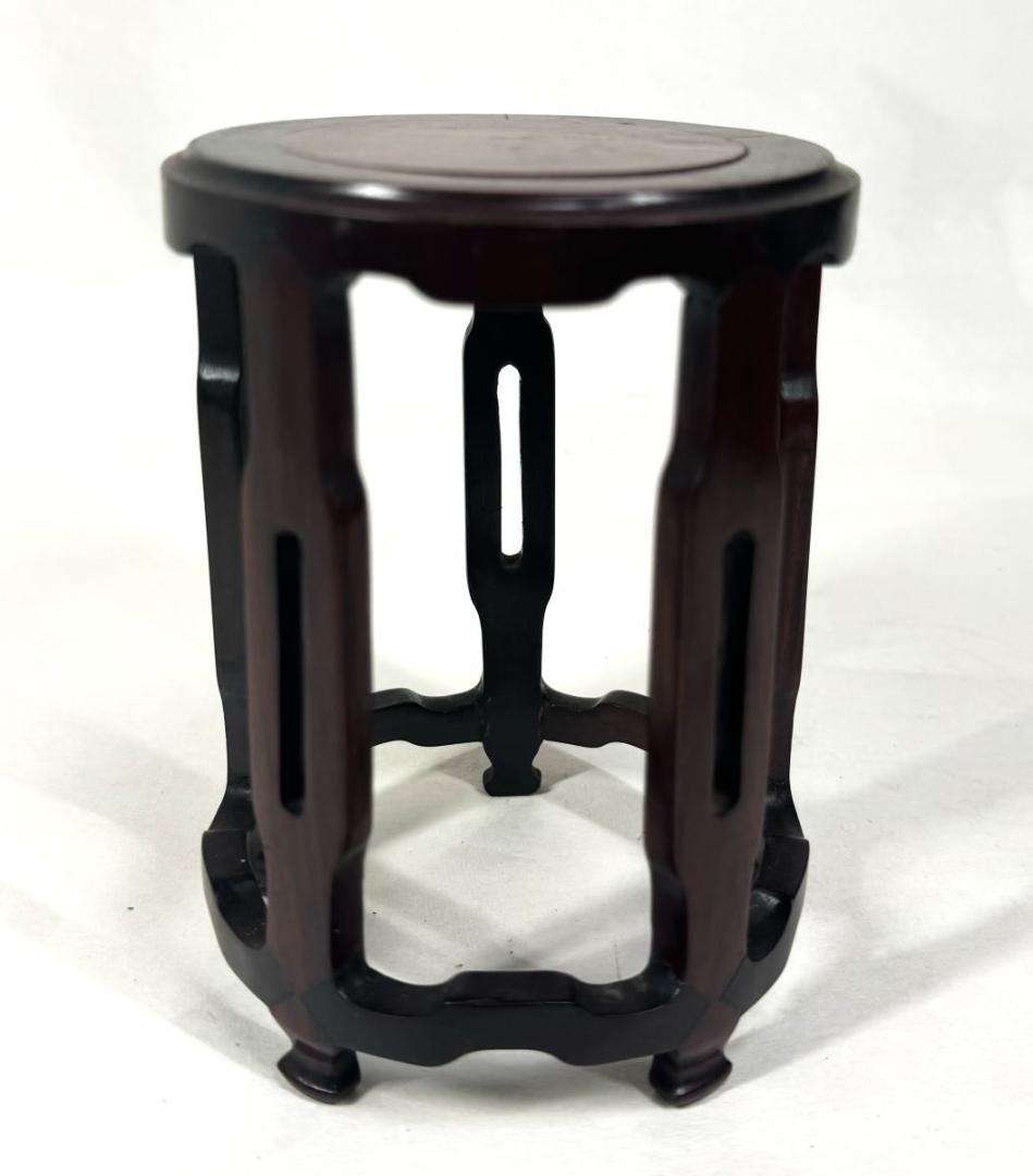 瘤杢 葡萄杢 唐木 透かし彫り小高卓台 玉杢 花梨 花台 華道 WWWT008