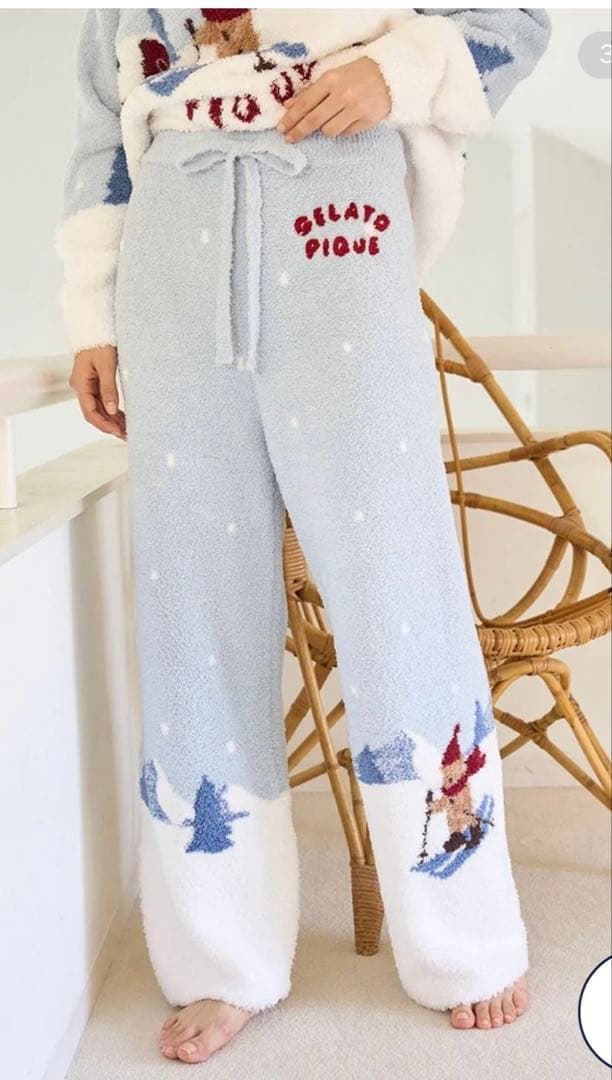 ジェラピケ　スキーベアジャガードロングパンツ　ホリデー