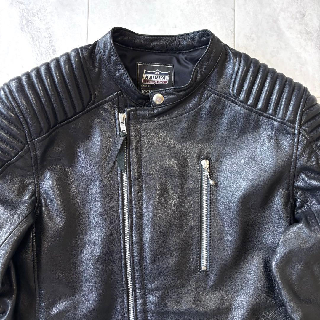 【美品】KADOYA ゴートレザーセミダブルジャケット FENNEL Lサイズ