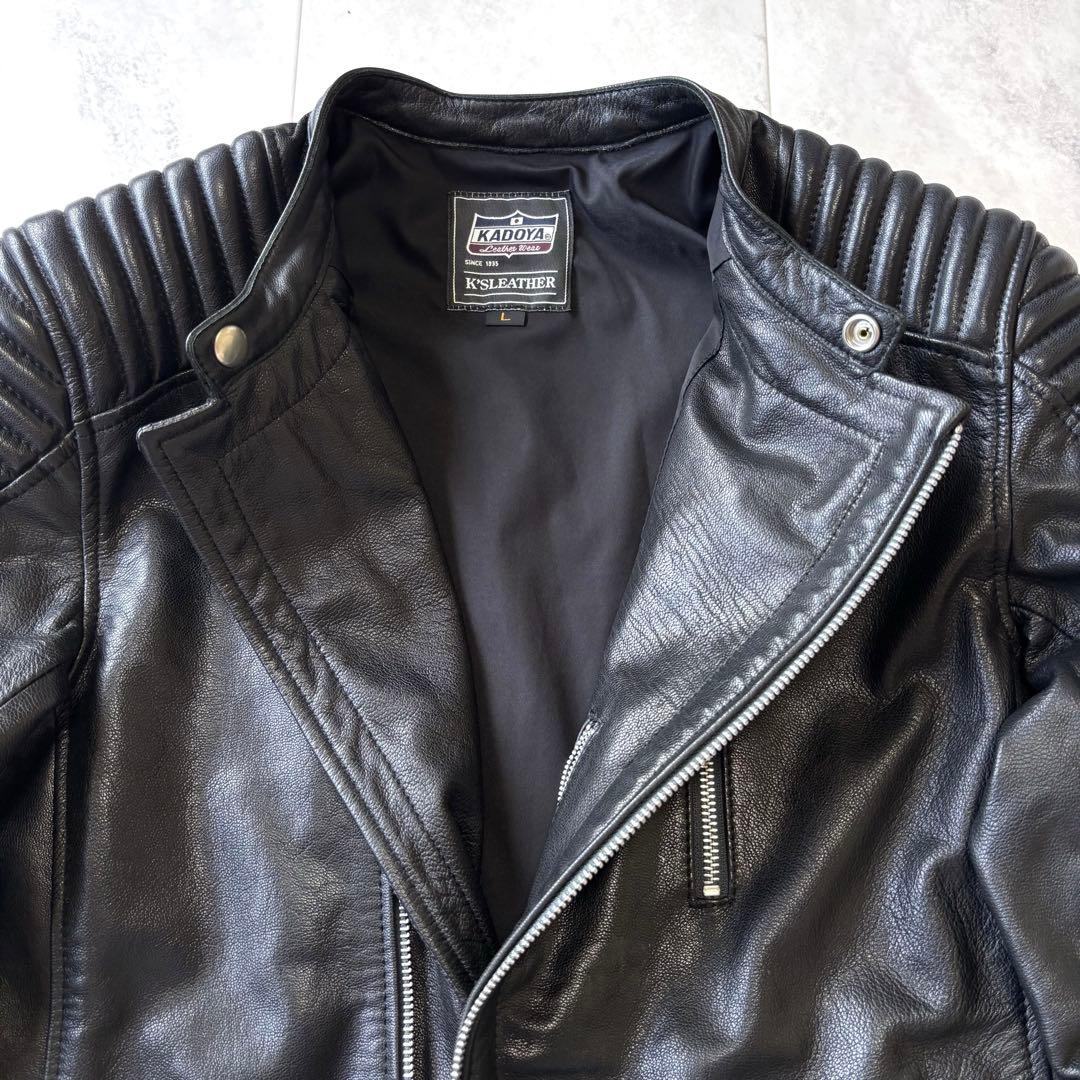 【美品】KADOYA ゴートレザーセミダブルジャケット FENNEL Lサイズ