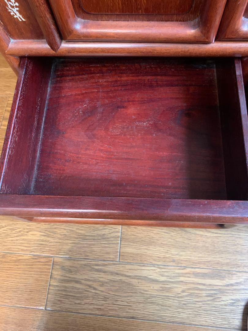 螺鈿細工 茶箪笥 昭和レトロ シェルフ 茶棚 貝 手作り 古道具