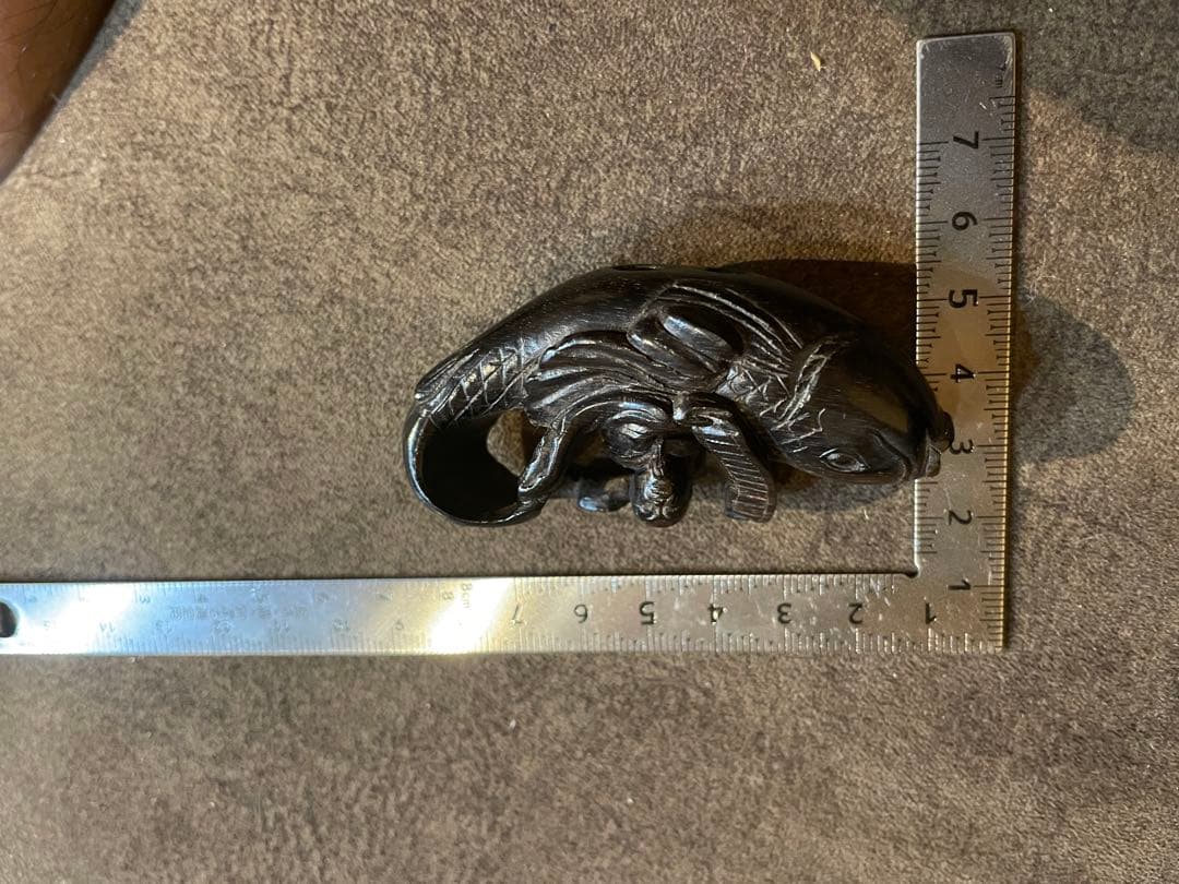 根付 鯉仙人 木製 無銘