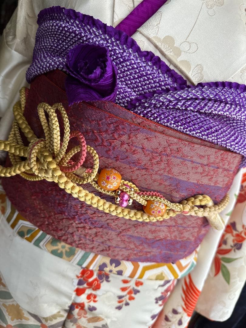 excite 振袖&袴フルセット クリームホワイト アイボリー 鳳凰 金駒