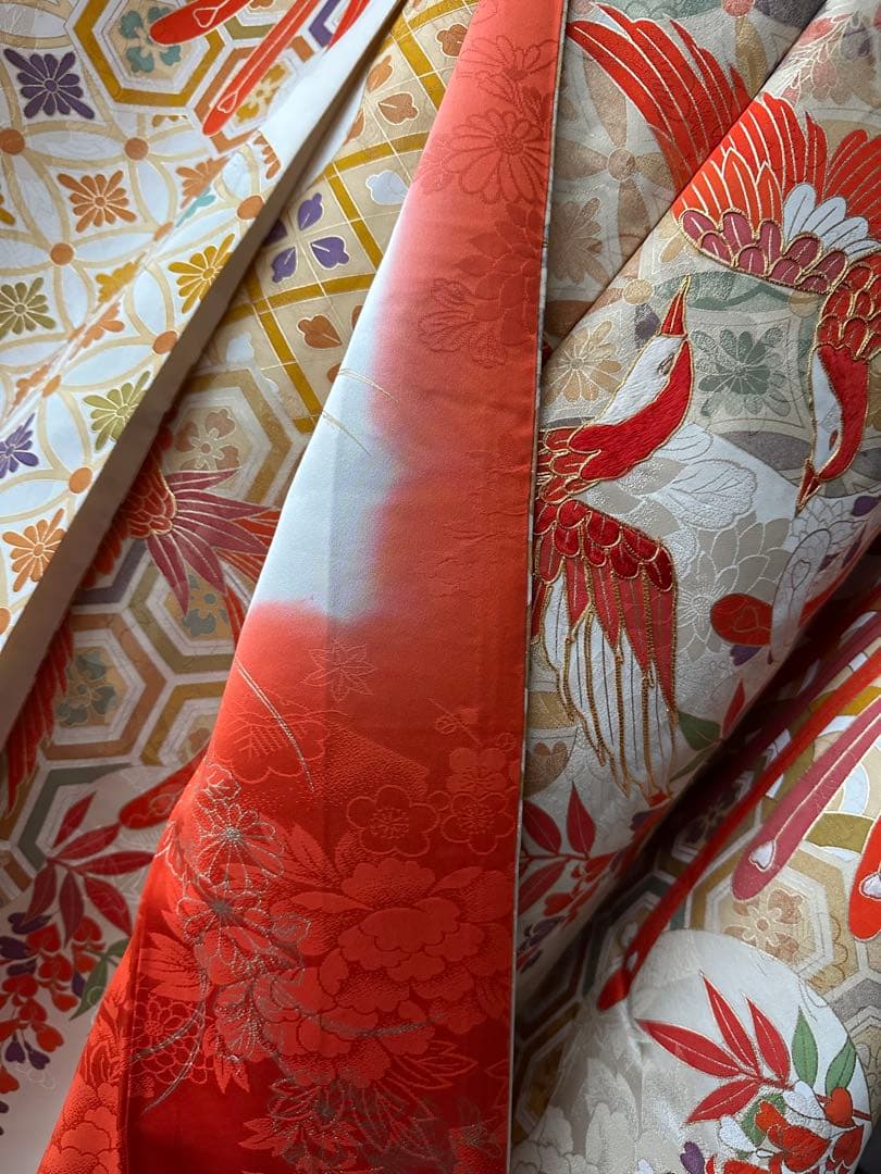 excite 振袖&袴フルセット クリームホワイト アイボリー 鳳凰 金駒