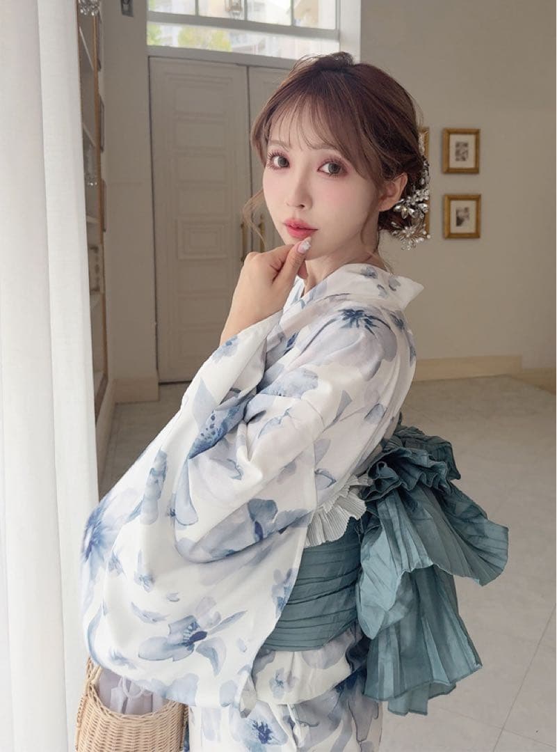 3点セット2Way水彩花柄浴衣セット