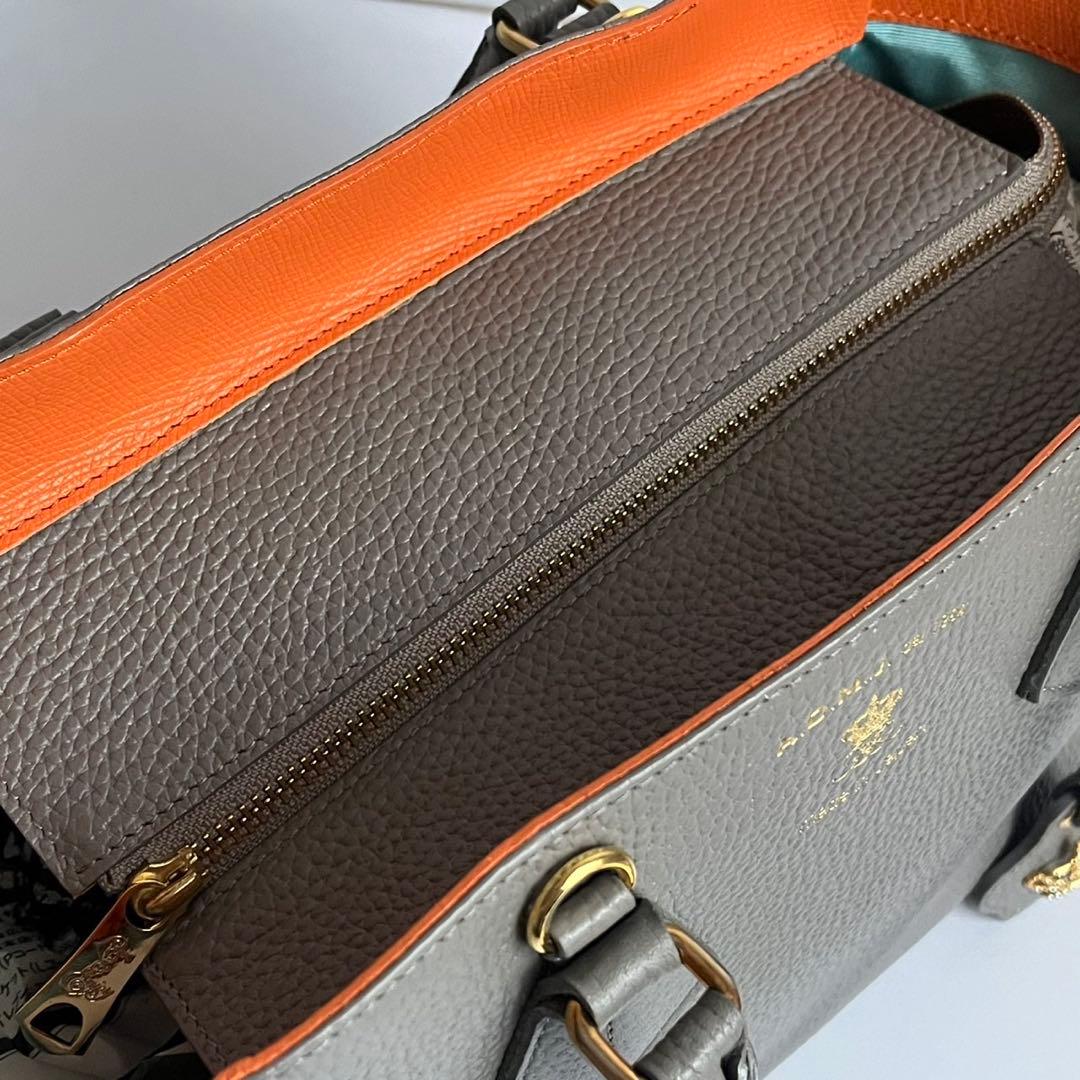 ✨未使用保管品✨　ADMJ 　ハンドバッグ　レザー　グレー　エンブレム