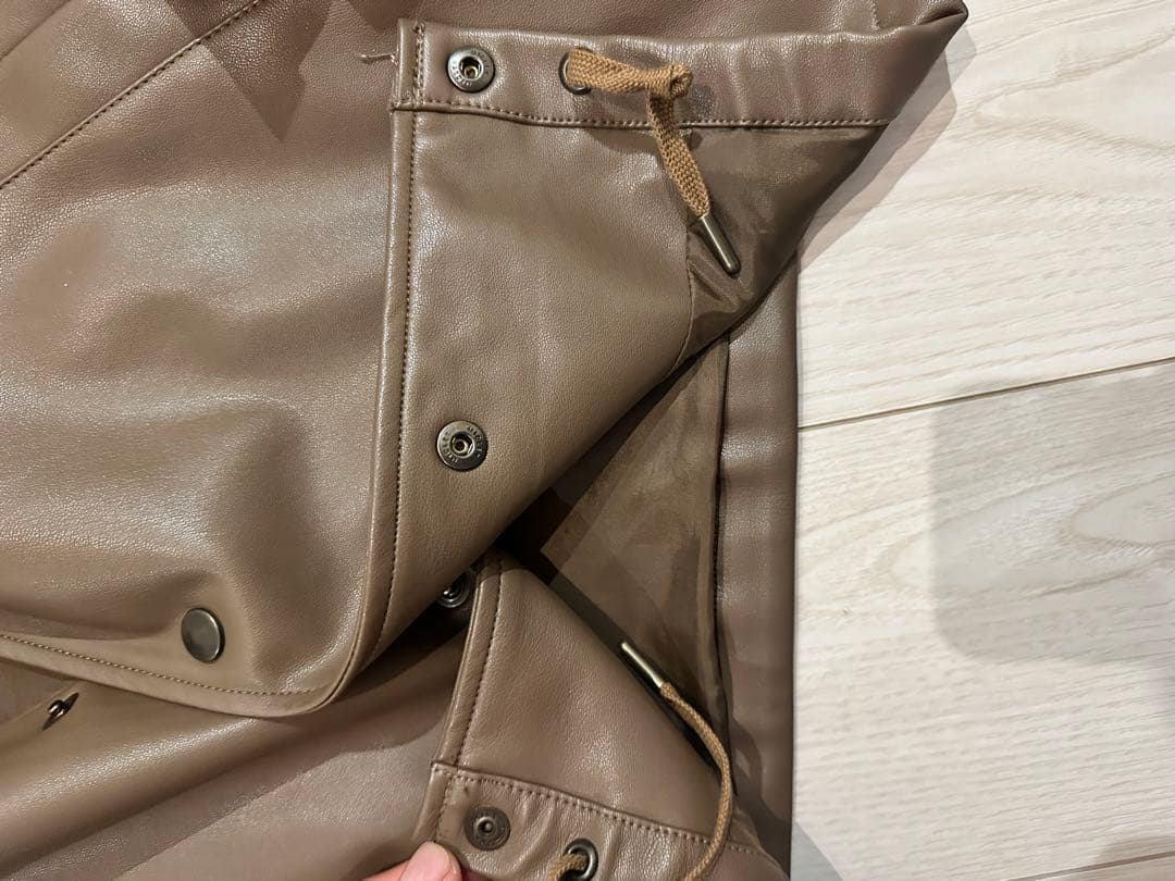 Deus デウス ブラウン フェイクレザー ジャケット L