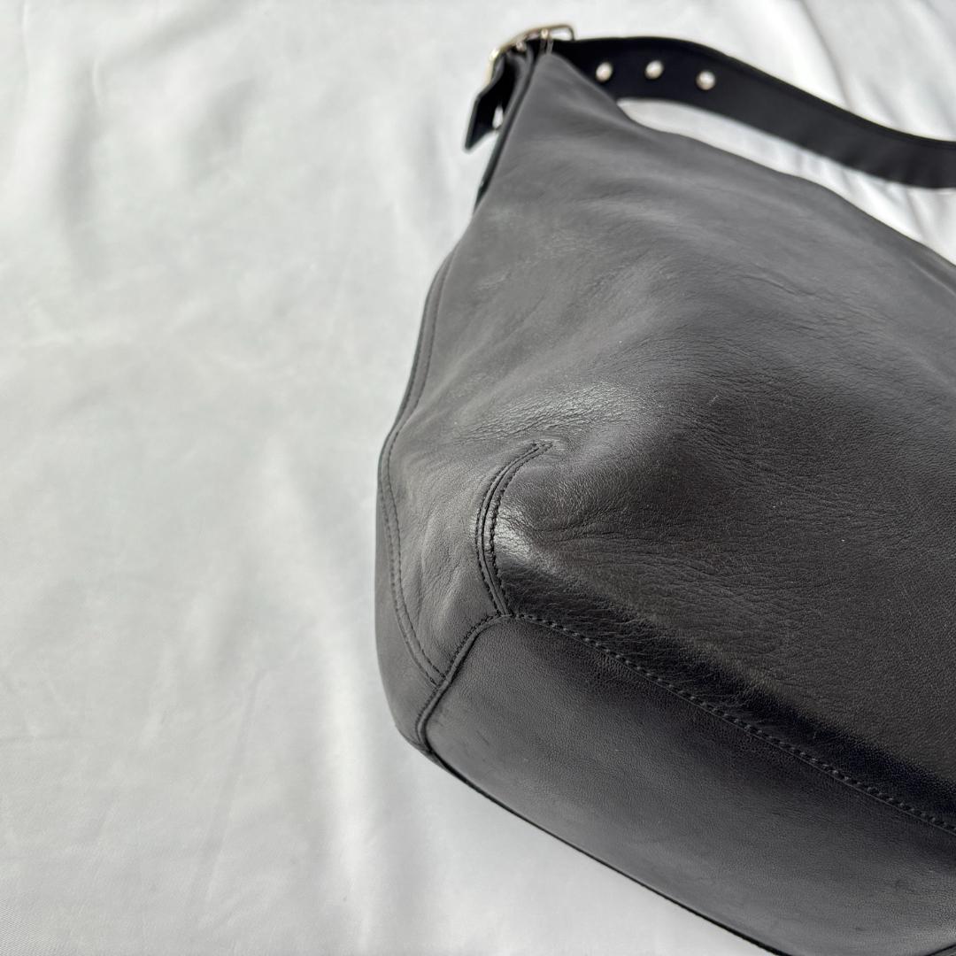 美品 コーチ ショルダーバッグ レザー 斜めがけ ブラック 9186