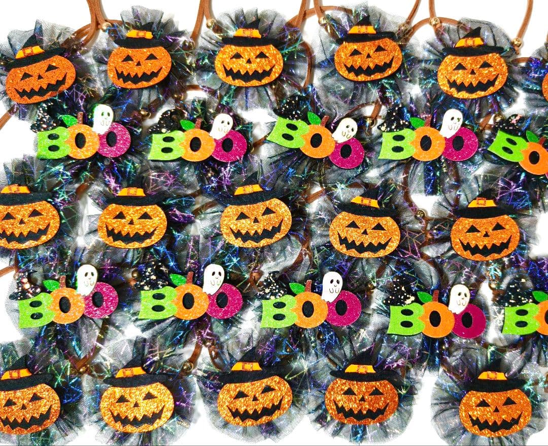 業務用　トリミングチョーカー　リボン　キラキラハロウィン　100個　10月