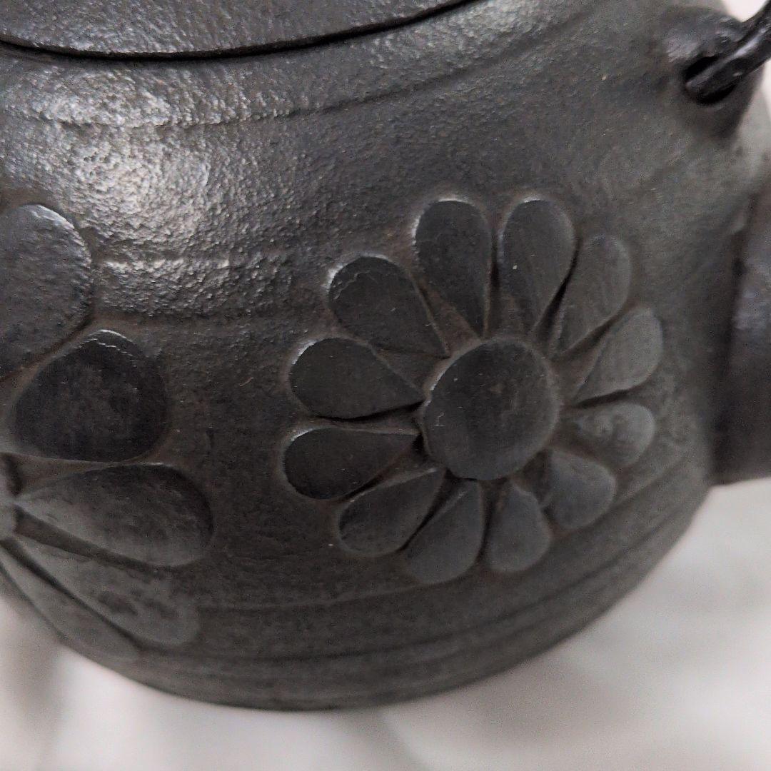 【未使用品】南部鉄器　花模様　鉄瓶