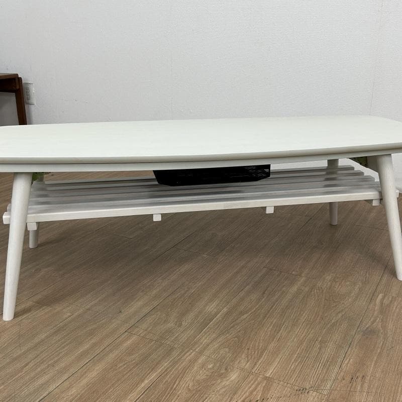 (新品)☆棚付き折れ脚こたつ120WH☆【OUTLET】