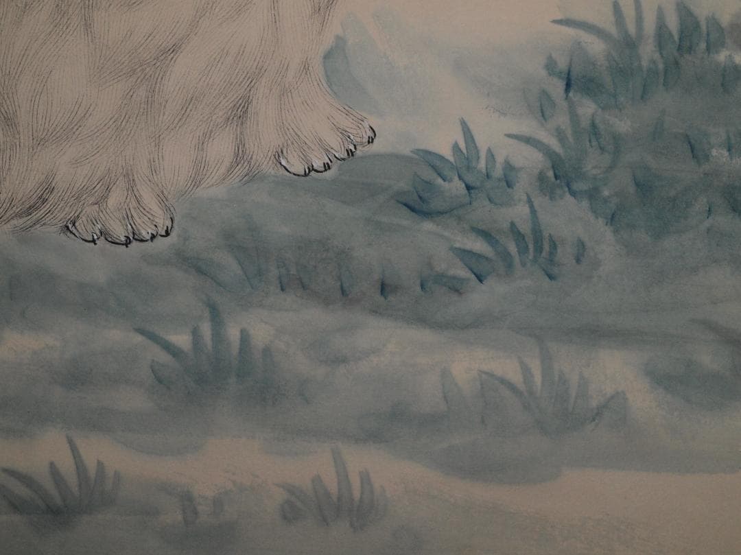 中国近代　劉奎龄作　犬図　肉筆絵　激安骨董品　掛け軸 AK2180A9-2