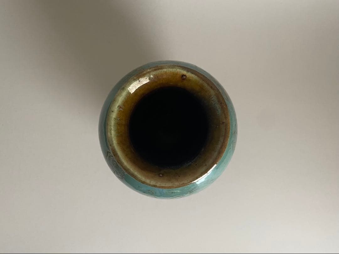 20世紀 琉球古典焼 緑釉龍雲文壺 壺屋焼 オーグスヤー 骨董古美術 民藝 花器