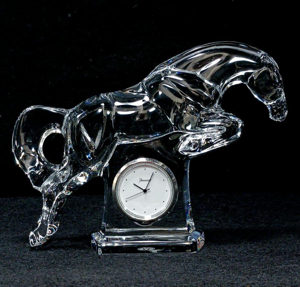 Y2799-1 バカラ ジャンピングホース 馬 置時計 横16㎝