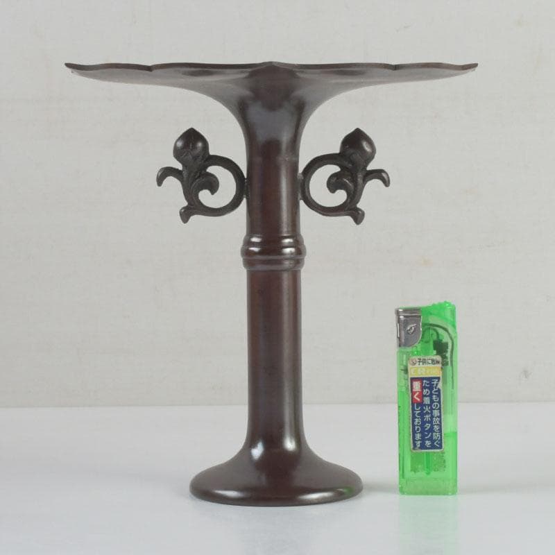 spring　八尾祥栄作　鋳銅　桔梗形　一文字　花入　共箱　C　9390