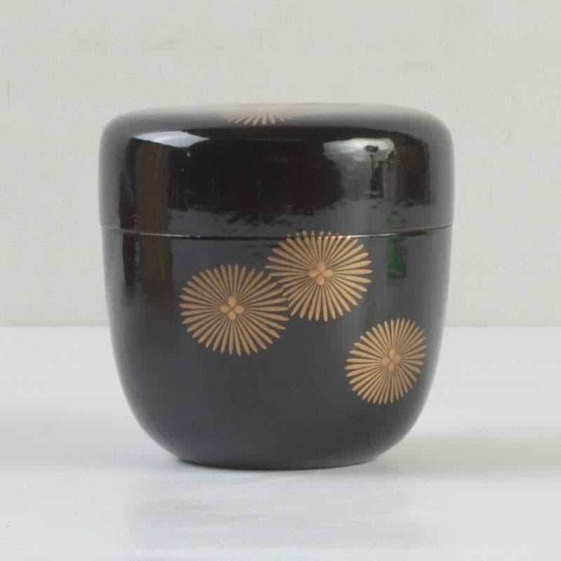 茶道具　山中塗　道場宗廣作　唐松文　一閑　大棗　仕覆付　共箱　V　9545