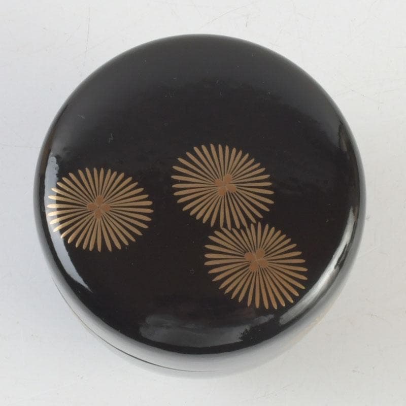 茶道具　山中塗　道場宗廣作　唐松文　一閑　大棗　仕覆付　共箱　V　9545