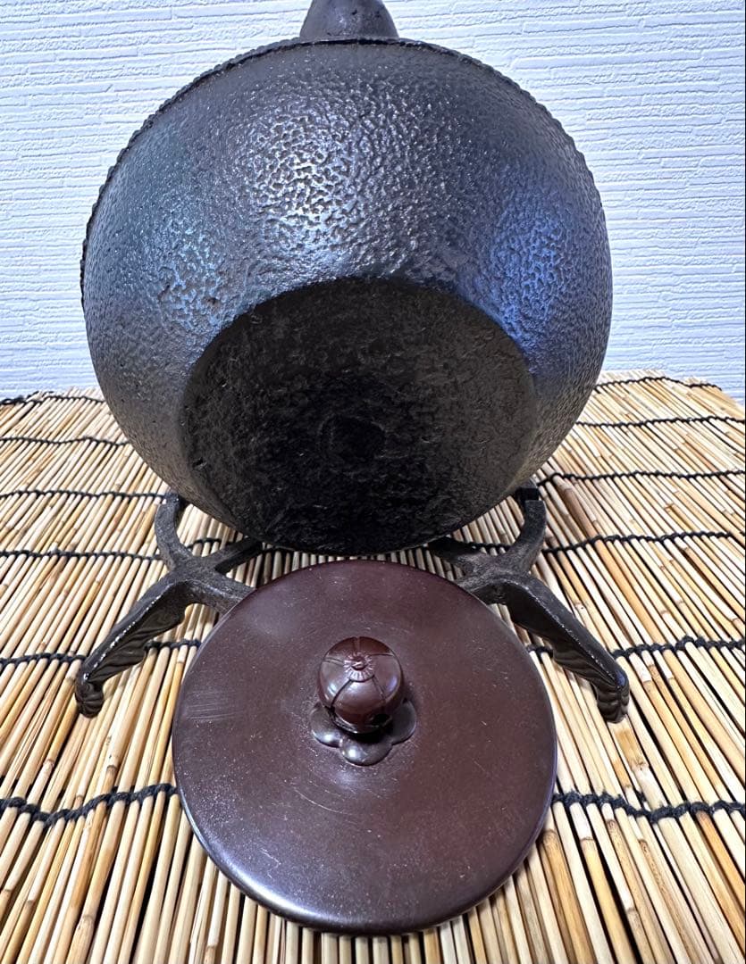 未使用品　龍敏堂造　袋鉉　飾摘銅蓋　南部鉄瓶　南部鉄器　調理器具