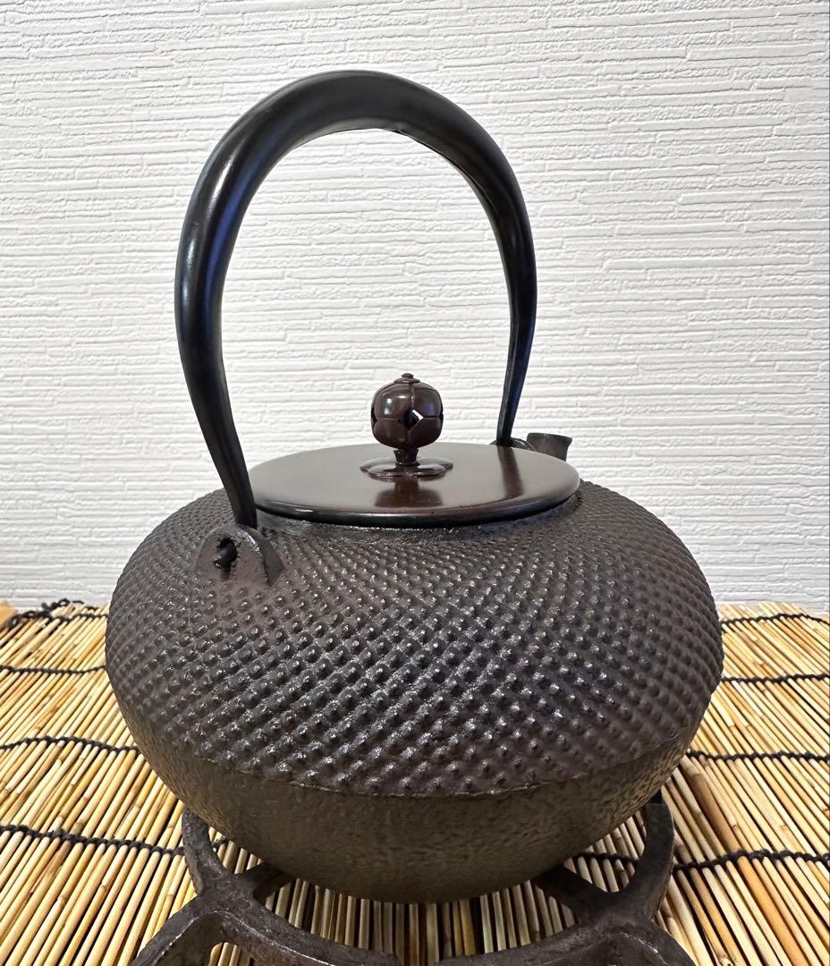 未使用品　龍敏堂造　袋鉉　飾摘銅蓋　南部鉄瓶　南部鉄器　調理器具