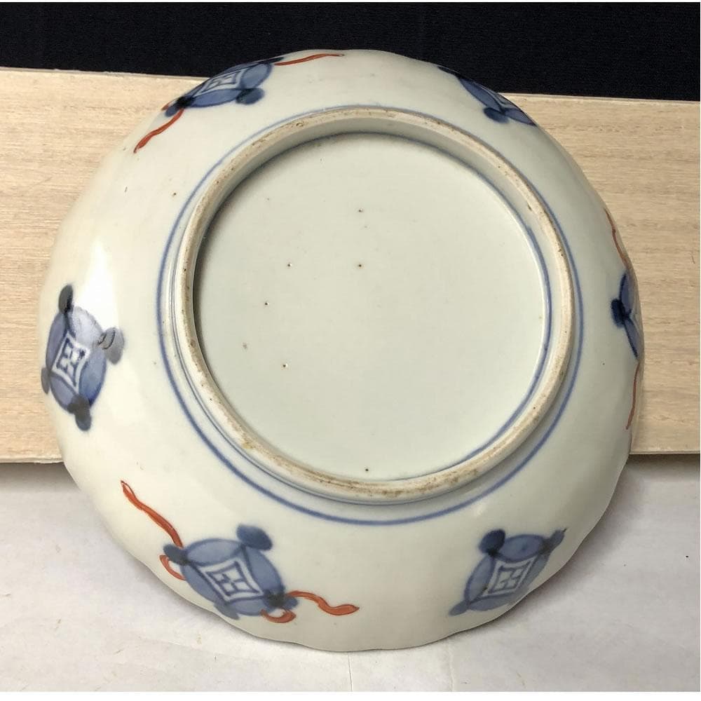 e2822 古伊万里 色絵 膾皿 5枚 径15.5cm 割絵 花紋