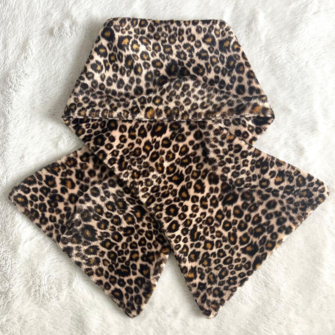 クリスチャンディオール CD金ボタン レオパード エコファーマフラー イタリア製