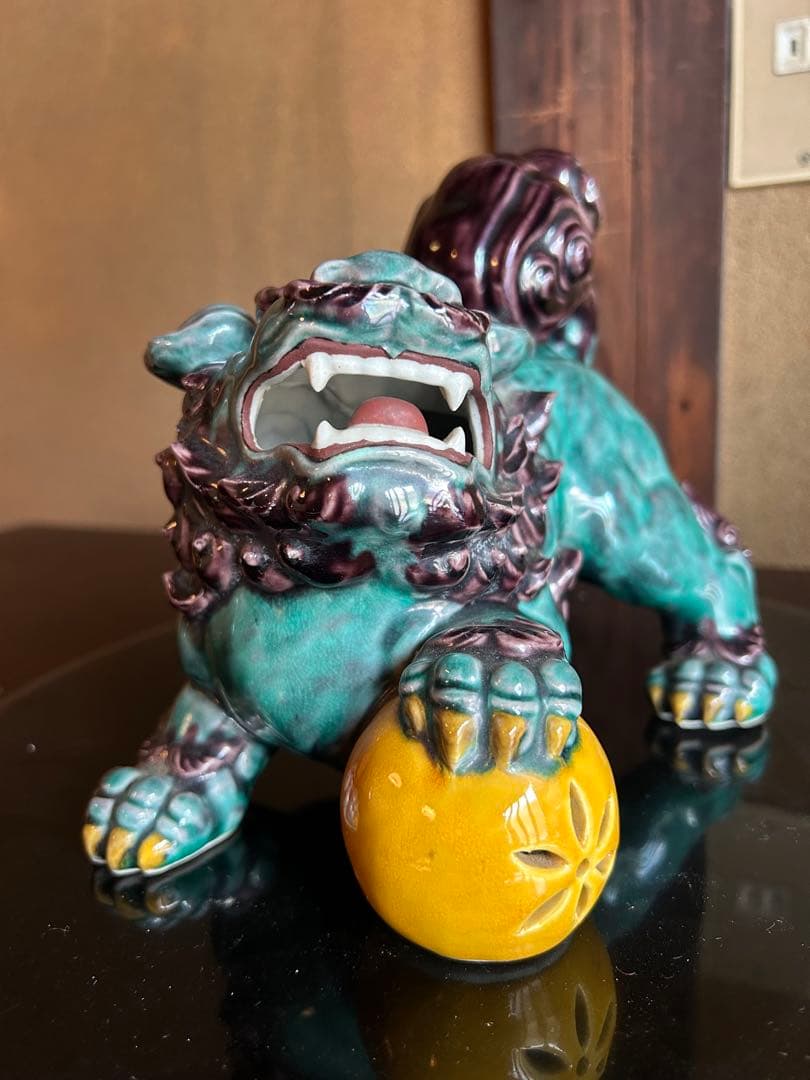 二代徳田八十吉　獅子置物　九谷　1点