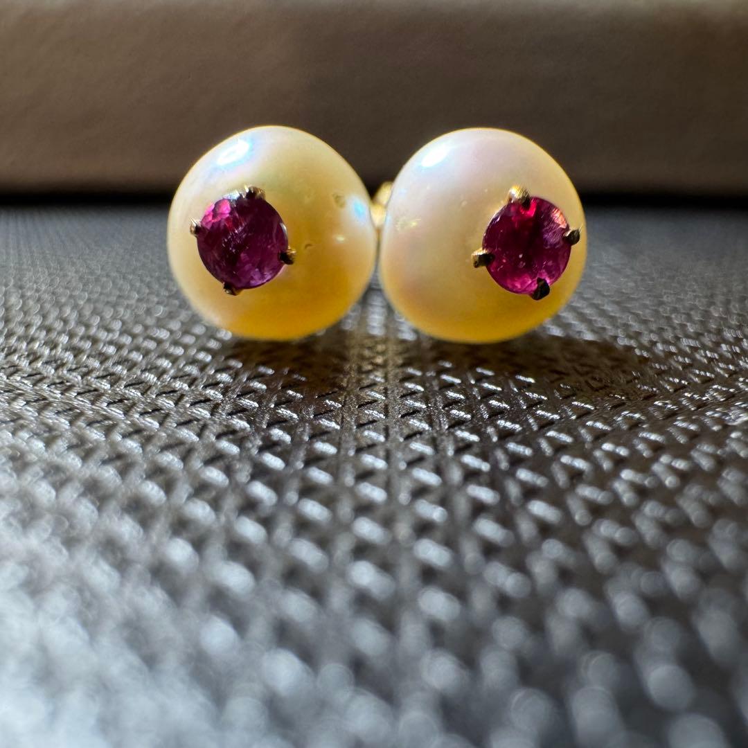 パール ルビー k18 ピアス